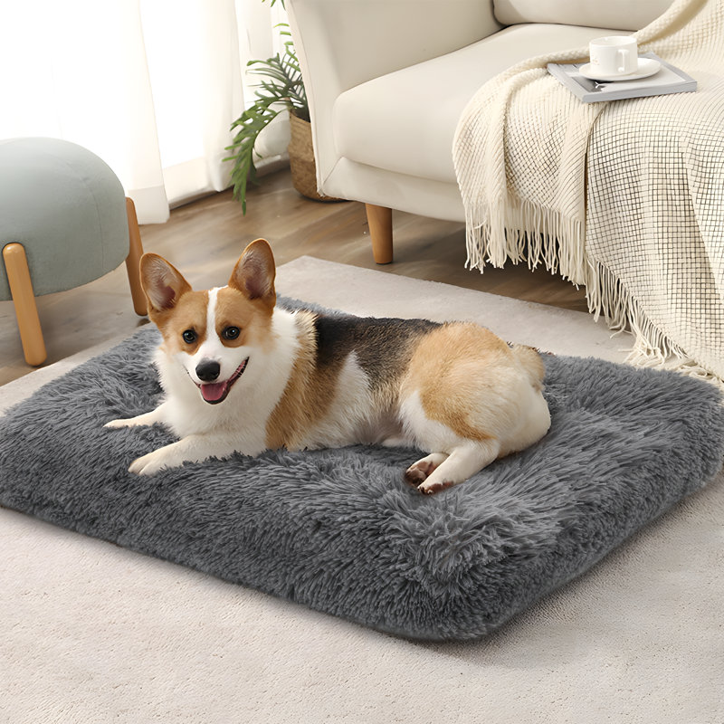Tucker Murphy Pet Plush Pet Dog Bed Fluffy Anti Anxiety Dog Cage Bed Mattress with Non Slip Bottom Machine Washable Reviews Wayfair